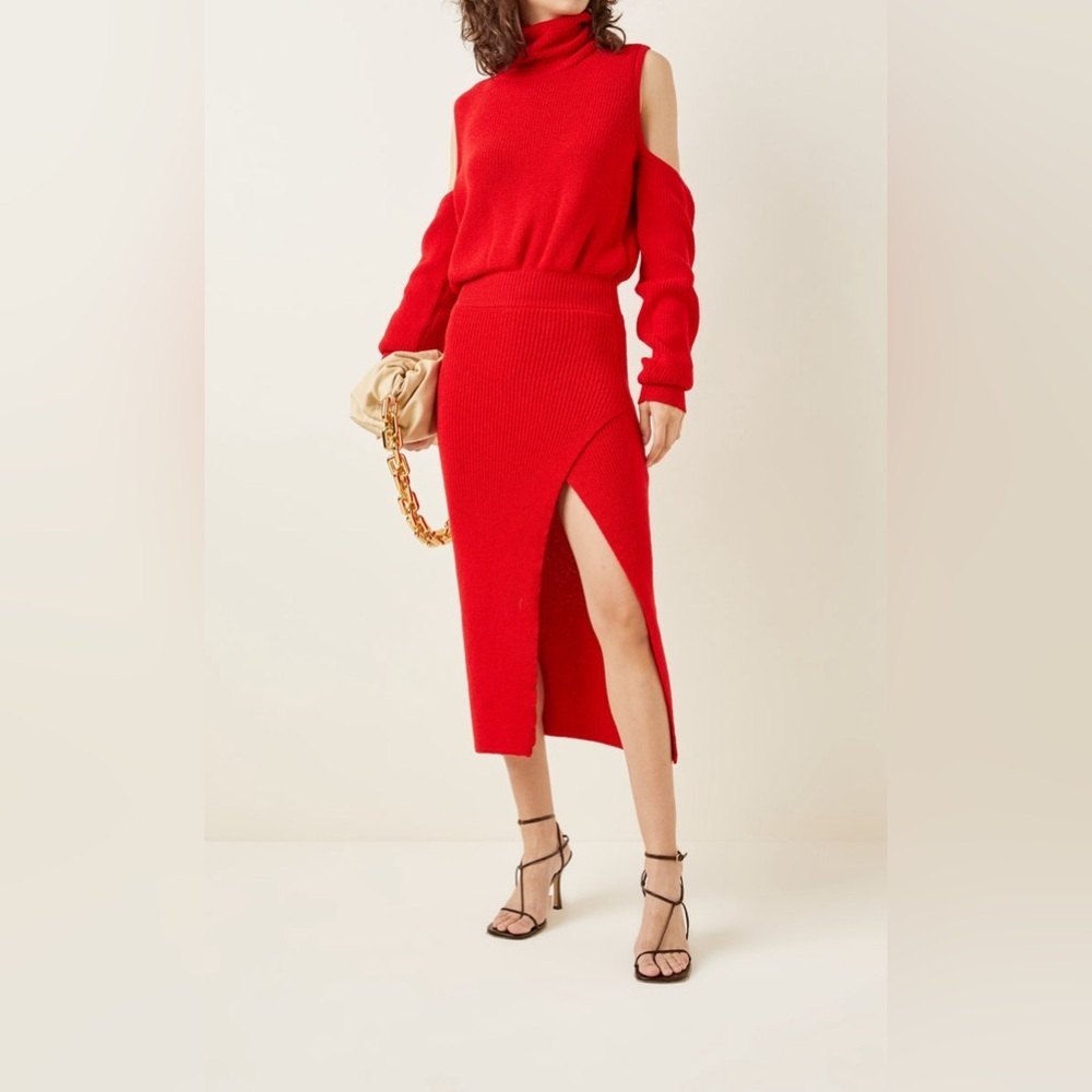 Brandon Maxwell Cutout Knit Wool-Blend Midi Dress Size M - Picture 8 of 13